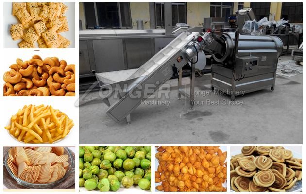 snack food flavoring machine|fried food seasoning line